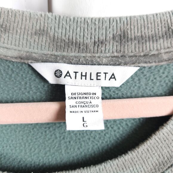 Athleta Womens Large Gray Fleece Lined Coaster Luxe Thumbhole Sweatshirt Crew - Picture 2 of 8